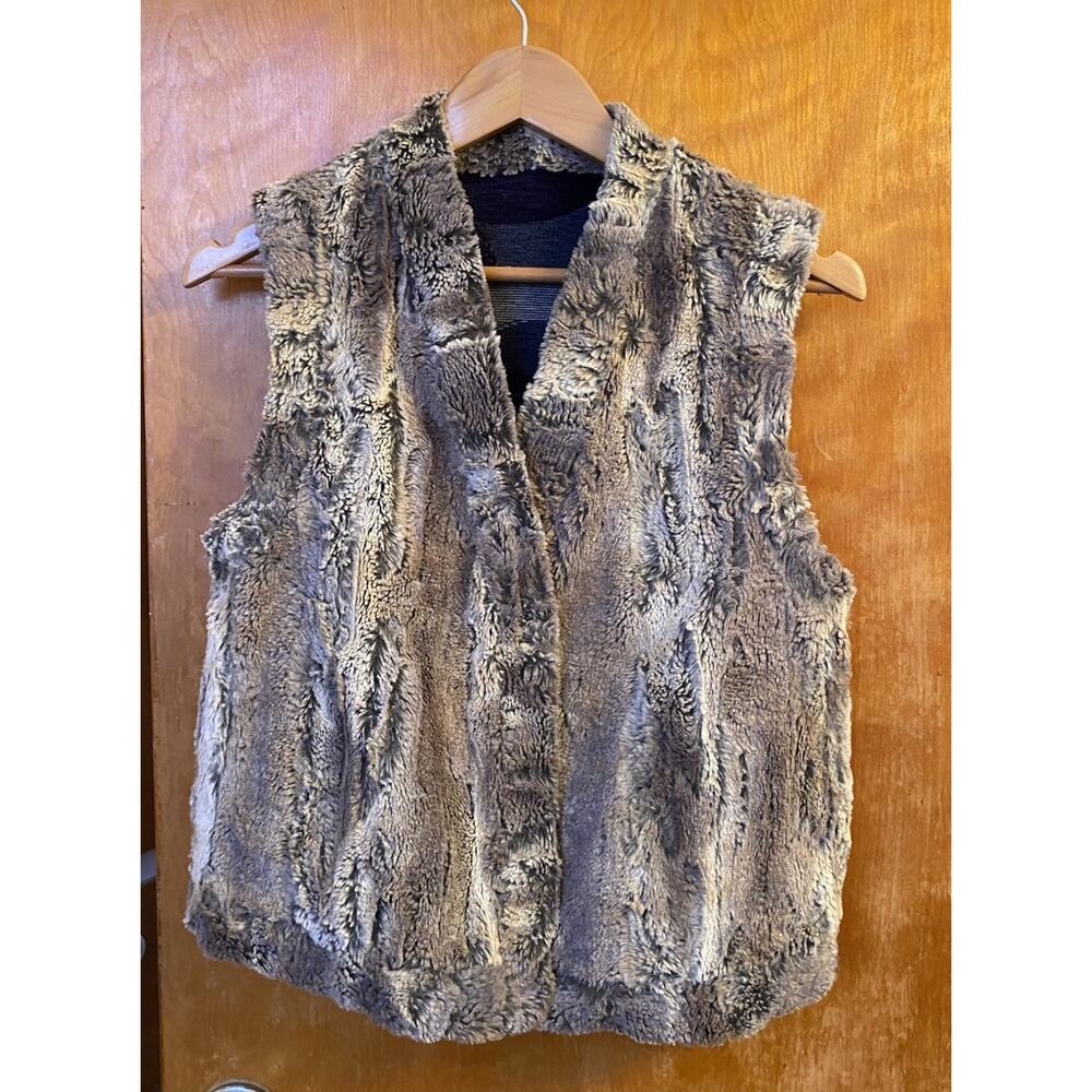 Vintage Y2K Custo Barcelona Tapestry Faux Fur Reversible Vest Boho Euro Sz 2 Mod - Picture 3 of 9